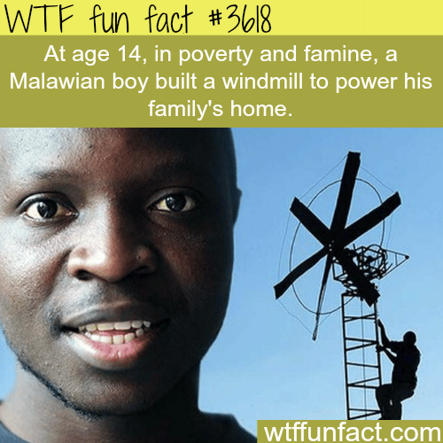 14 years old boy creates a windmill to power his home -  WTF fun facts