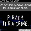 anti piracy ad has stolen music in it