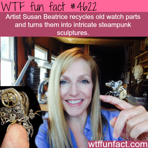 Artist Susan Beatrice creates steampunk sculptures from watch parts - WTF fun facts