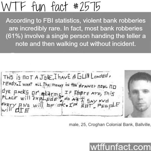 Bank robbery notes - WTF fun facts