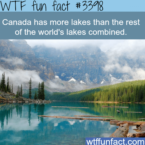 Canada has more lakes than the rest of the world -  WTF fun facts