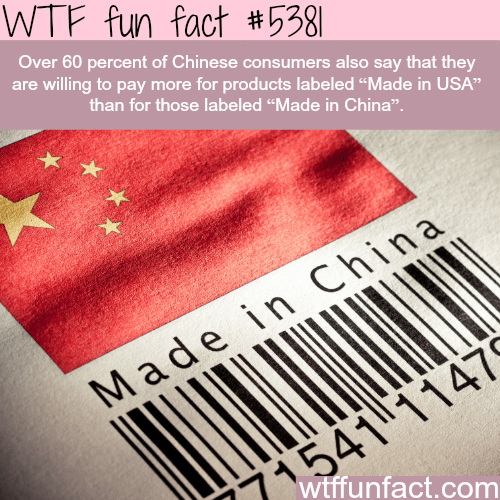 Chinese consumers say they will pay more for American made products - WTF fun facts