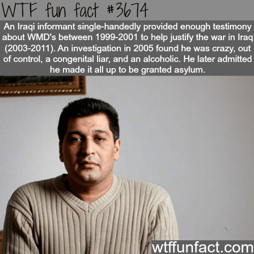 Curveball: How a liar informant caused a war -  WTF fun facts