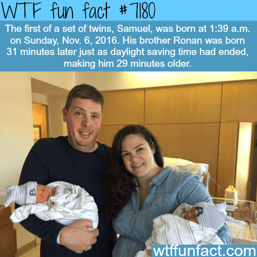 Daylight saving time made a younger twin older  - WTF Fun Fact