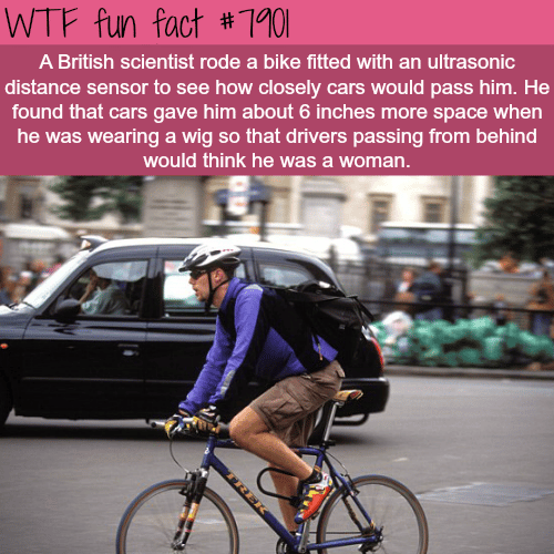 Drivers give more space to women riding a bike than men - WTF fun facts