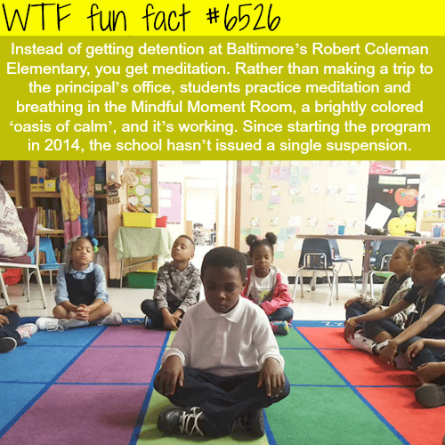 Elementary school in Baltimore where kids get meditation instead of detention - WTF fun facts