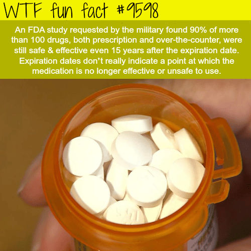 FDA says prescription drugs are safe to use even after expiration - WTF fun fact