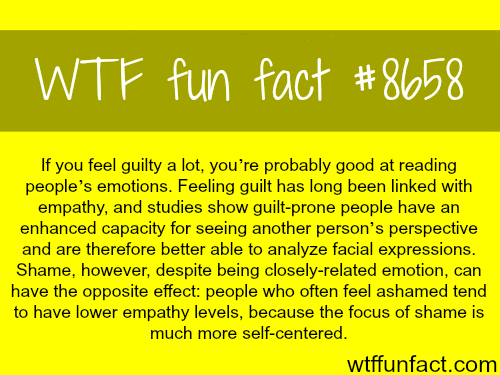 Feeling guilty a lot might be a good trait - WTF fun facts