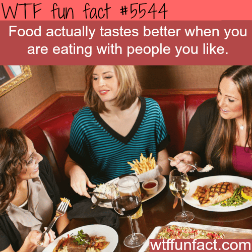Food tastes better when eating with people you like