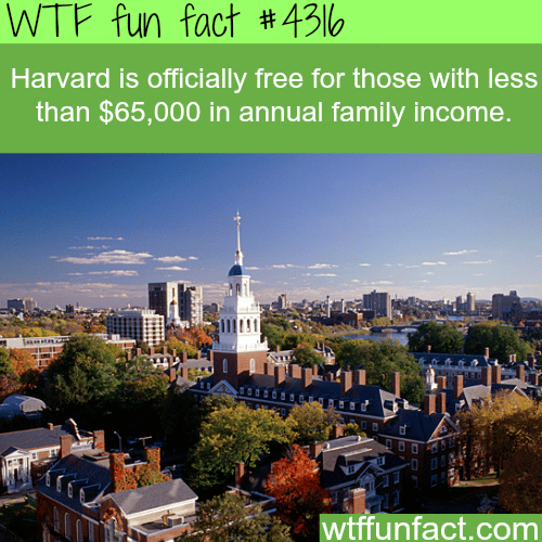 Harvard is now free for those with a family income below $65
