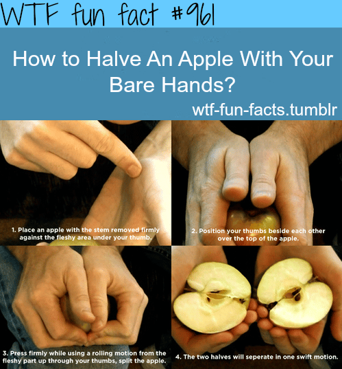 how to halve an apple with your bare hands