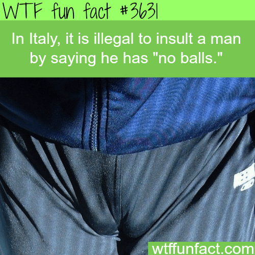 Illegal to insult a man in Italy by saying he has “no balls” - WTF fun facts