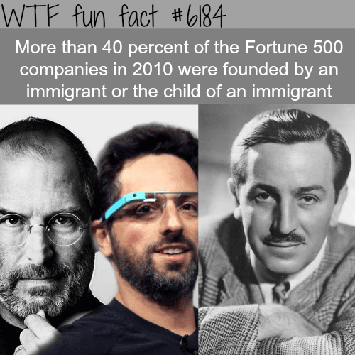 Immigrants founded 40 percent of Fortune 500 companies - WTF fun facts