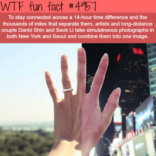 Long distance couple combine photos from NY and Seol - WTF fun facts