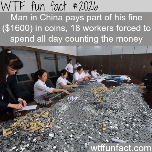 Man in China pays fine in coins - WTF fun facts