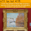 man punches a hole inside a monet painting worth