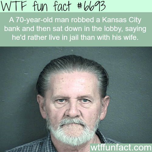Man robbed a bank just so he won’t live with his wife - WTF fun fact