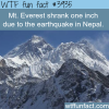 mt everest shrank one inch due to the nepal