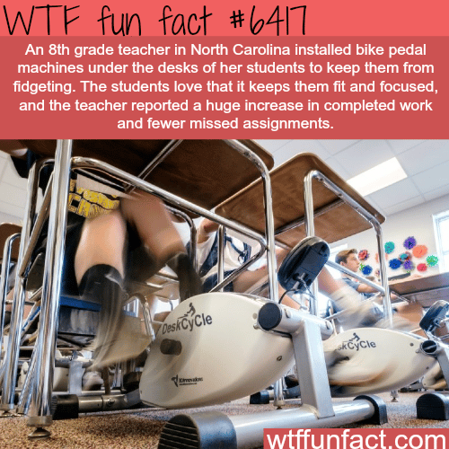 North Carolina teacher installs bike pedal machines under student’s desks - WTF fun facts