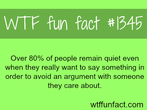 Over 80% of people remain quiet even when they really want to say something in order to avoid an argument with someone they care about.