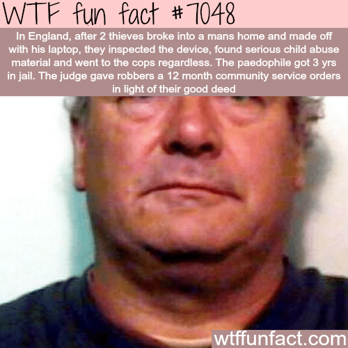 Pedophile jailed after thieves found child porn in his laptop - WTF fun facts