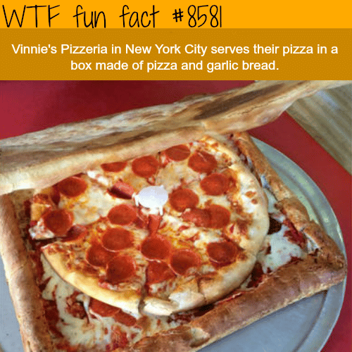 Pizza box made out of pizza and garlic bread - WTF fun facts