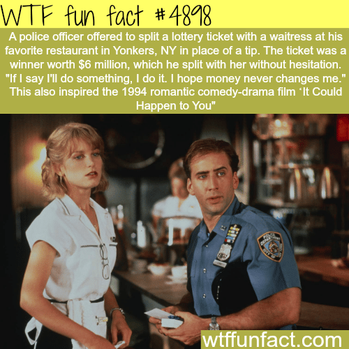 Police officer shares a lottery money with a waitress - WTF fun facts  