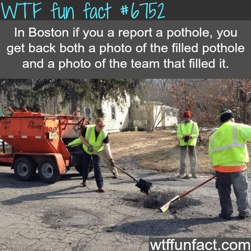 Reporting a pothole in Boston  - WTF fun fact