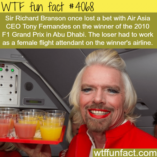 Sir Richard Branson as a female flight attendant - WTF fun facts