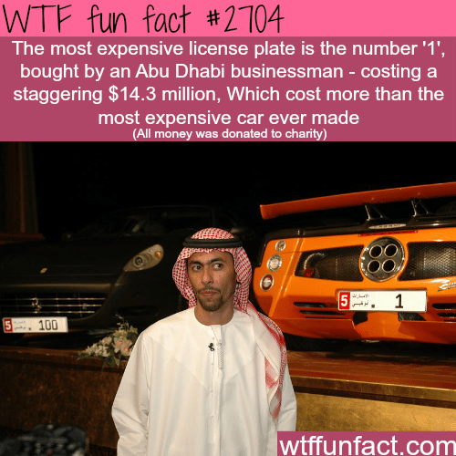The most expensive licence plate in the world - WTF fun facts