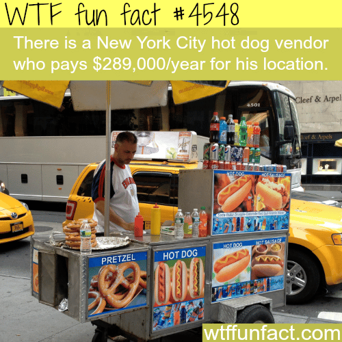 The price of a permit to push a hot dog cart in NYC -   WTF fun facts