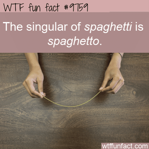 The singular of spaghetti is spaghetto.
