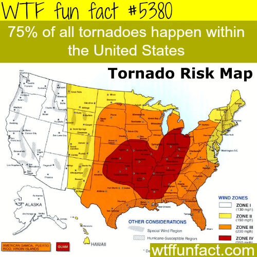 Tornadoes map - WTF fun facts