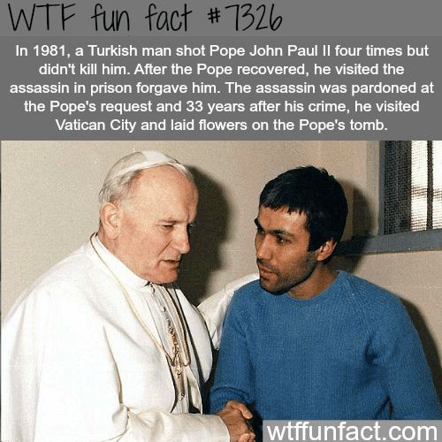 Turkish assassin who tried to kill Pope John Paul ll was pardoned - WTF fun fact