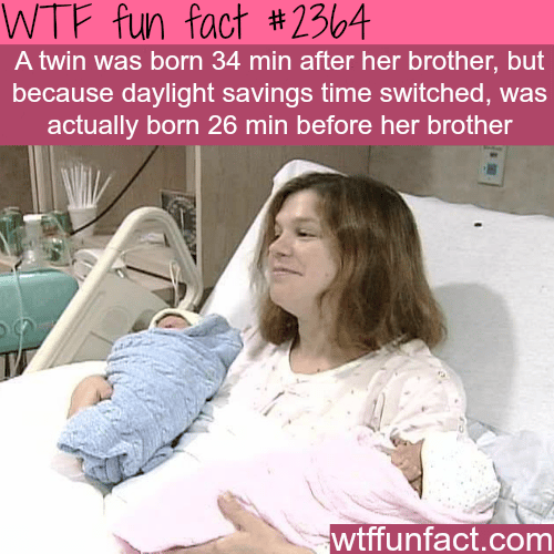 Twin born before and after her brother - WTF fun facts