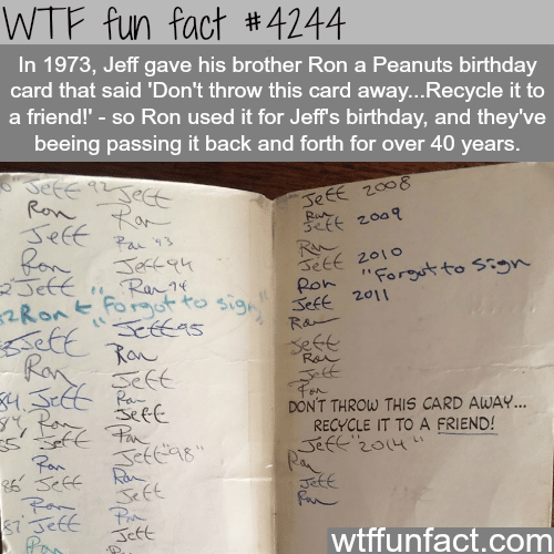 Two brothers recycle the same birthday card for over 40 years -  WTF fun facts