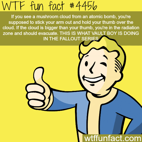 Why Vault boy is holding his thumb out in fall the fallout series -   WTF fun facts