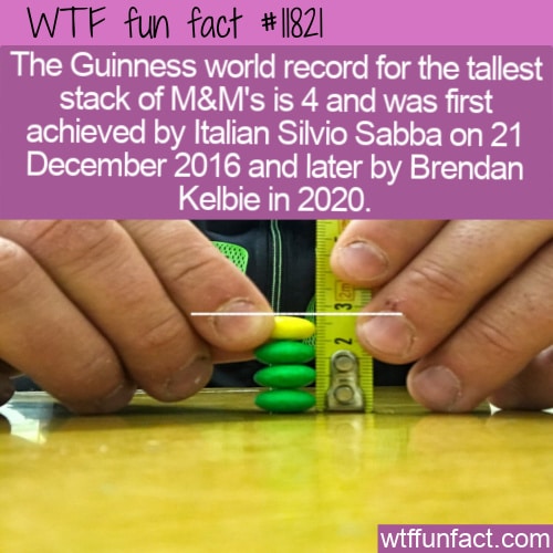 Man makes Guinness World Record after building tallest stack of M&M's